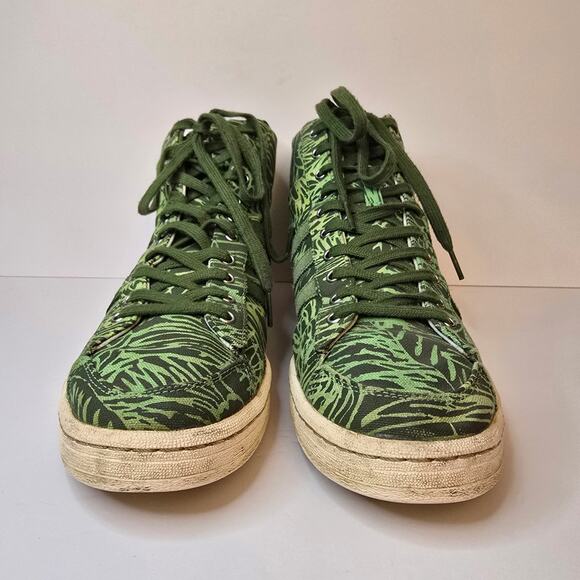 Adidas Jabbar Mid Top Sneakers Men\'s Size 12 Green Jungle Print D67390 main image 9